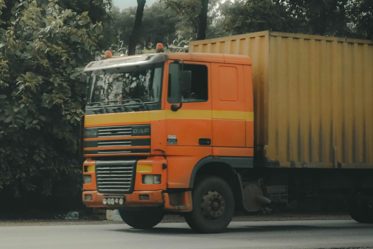 Reefer trailer truck on the road